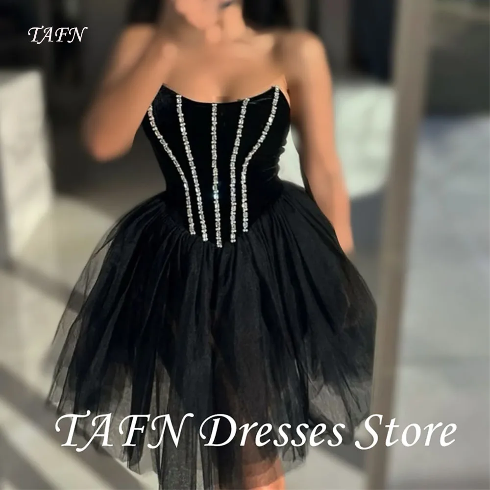 TAFN Shiny Crystal Mini Short Prom Party Dresses Sweetheart Tulle Cocktail Dress Corset Back Evening Formal Gowns Customized