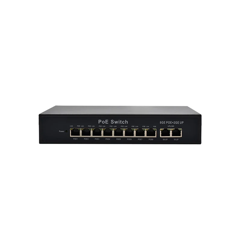 PoE Switch Manufacturers, 8 ports, gigabit, RJ45, 2 Gigabit uplink 6KV, surge protection, AI function