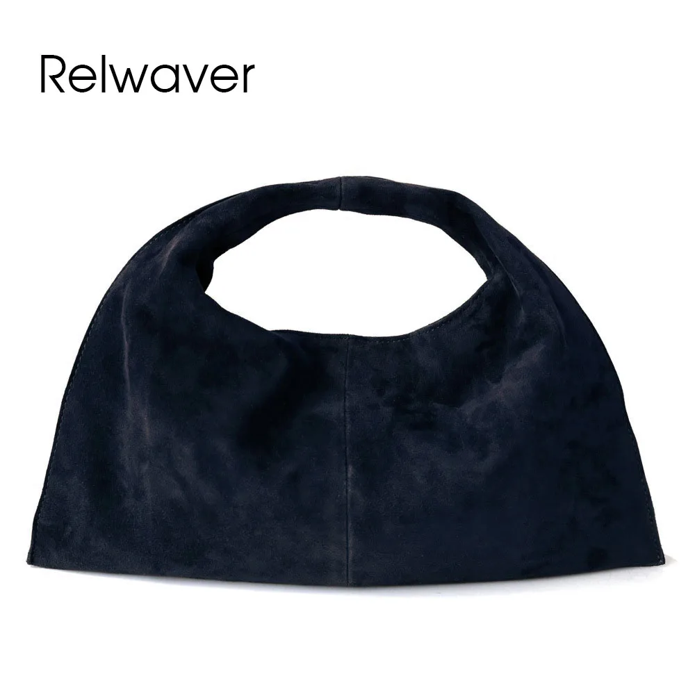 

Relwaver women shoulder bag suede sheep skin women handbag 2024 winter dark blue coffee chic soft fashion women crossbody bag