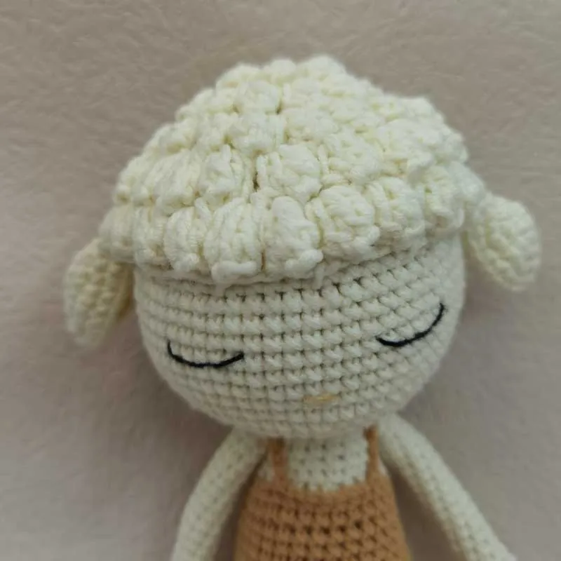Handmade Crocheted Wool Dolls Long Ears Sheep Dolls Plush Toys Sleeping Dolls for Kids Baby Birthday Present