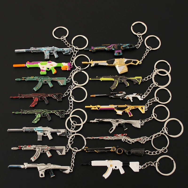 Valorant Gun Keychain Champions Knife 9cm Mini Alloy Weapon Model VALORANT Guns Game Peripheral Machine-Gun Gifts Toys for Boys