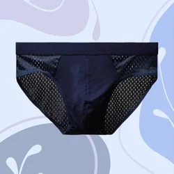 Sexy Men's Underwear Ice Silk Underpants Breathable Underpants Bamboo Charcoal Fiber Antibacterial Comfort Hollow UnderpantsCold