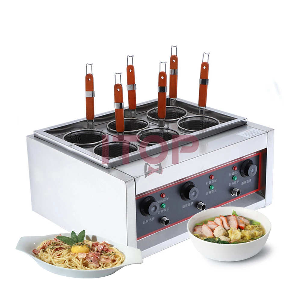 6 Basket Automatic Electric Heating Noodle Boiler kitchen equipment noodle cooker fast food electric pasta cooker machine