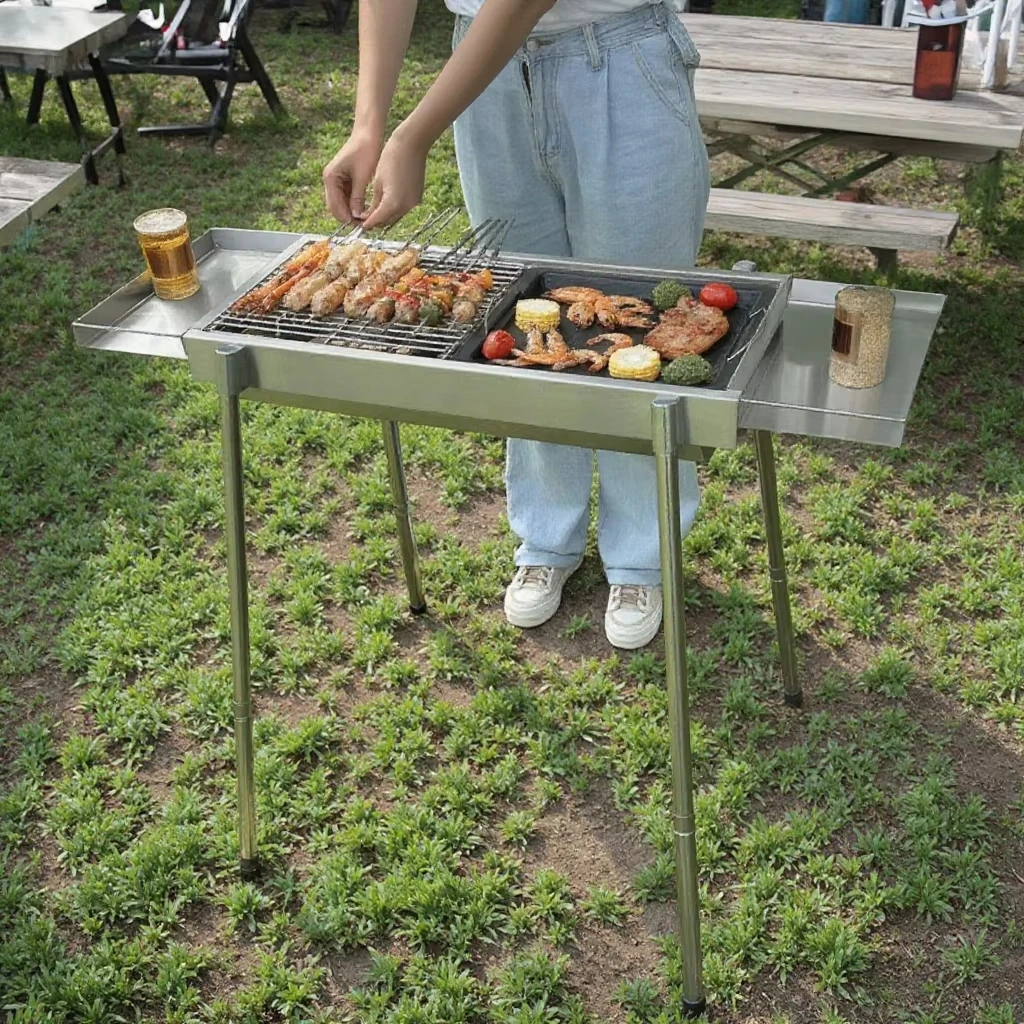 

Innovative Folding Design Portable Stainless Steel 304 Adjustable Barbecue Charcoal Stove For Outdoor