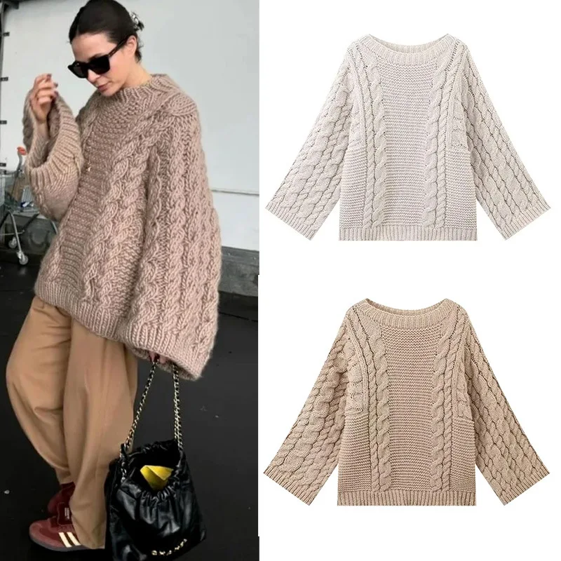 

Women's Loose-Fit Sweater INS Style Round Neck Flare Sleeve Knitwear Cross-Border European And American Fashion Trend