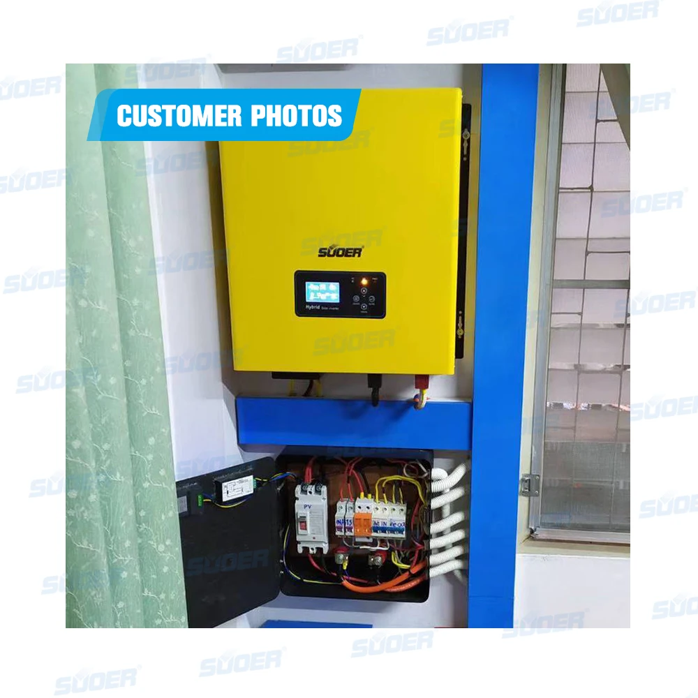 48 فولت 220 فولت تيار مستمر إلى التيار المتناوب 5KVA موجة جيبية نقية Mppt العاكس منخفضة التردد الهجين الشمسية العاكس