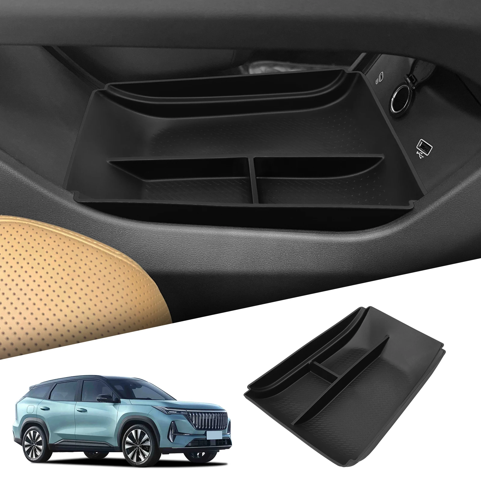 

Smabee for Geely Boyue L/Starray 2025 Center Console Lower Storage Box Car Central Tray TPE Organizer Accessories Tidying Black