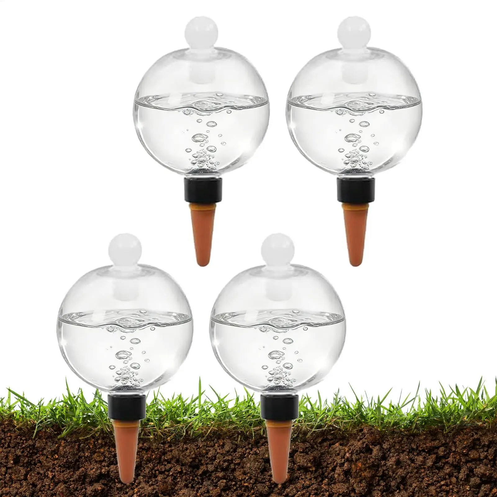 

Автоматические капельные системы полива для растений: 4 шт. прозрачных шаров-капельниц по 500 мл с крышкой для суккулентов в горшках, для отпуска