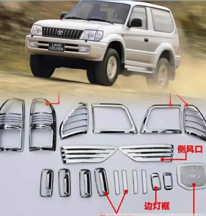 

Chrome accessories For Toyota LandCruiser 1998-2002 Prado FJ90 95 ABS Chrome kit