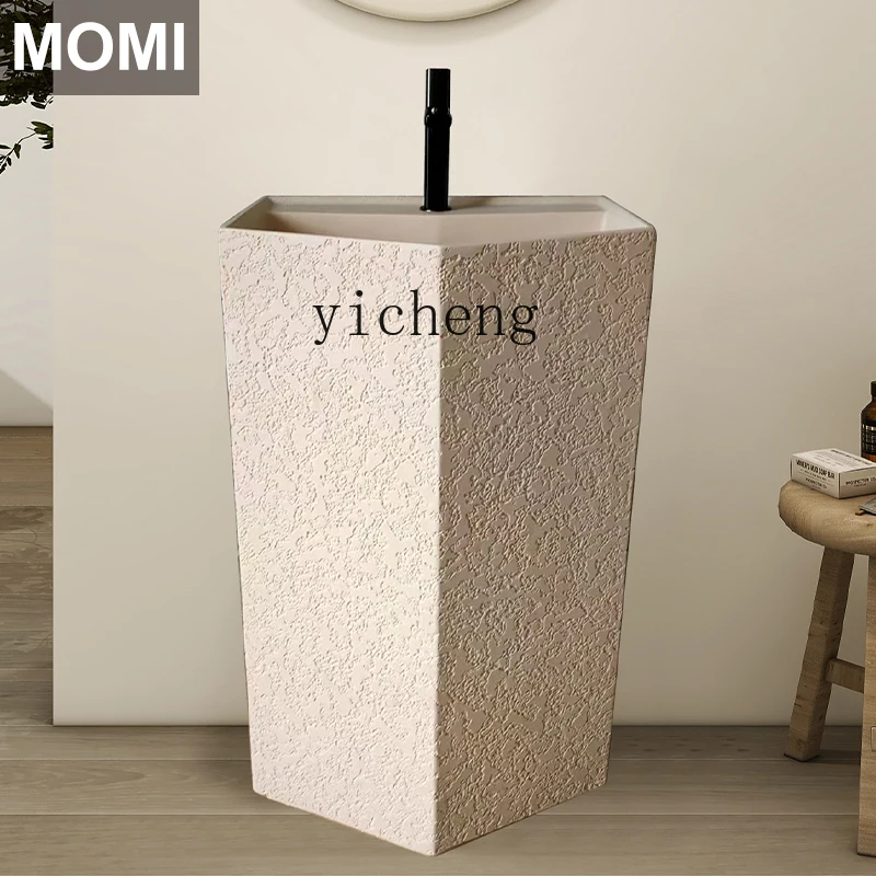 travertine column basin square integrated floor-to-ceiling sink art creative personalized face wash table