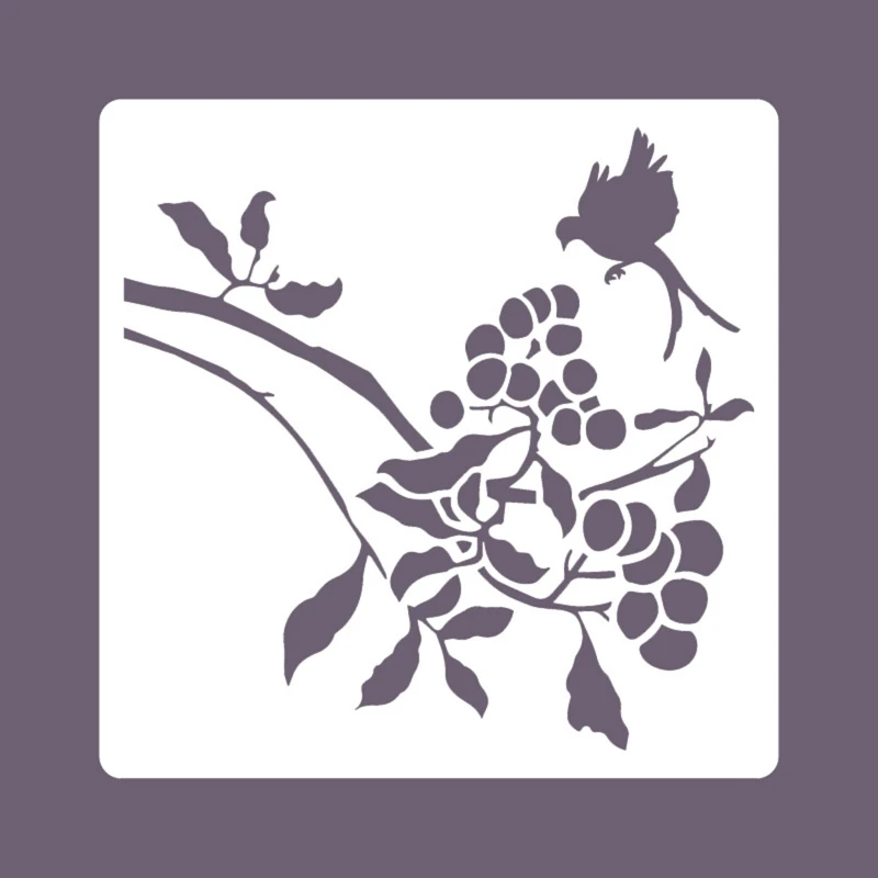 قالب رسم استنسل للطيور والزهور DIY لمجلة القصاصات الفنية DIY 8 قطع