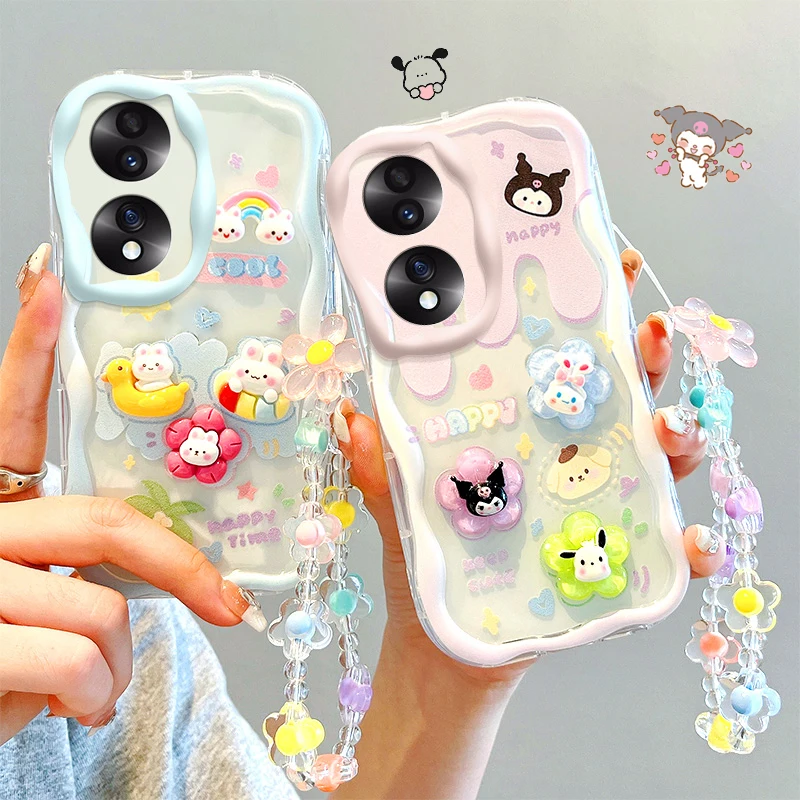 Lovely 3D Sanrio Rabbit Chain Phone Case For Huawei Nova 11 Utra 10 Pro 9 8 7 6 5 SE 7i Lens Protection Soft Silicone Back Cover