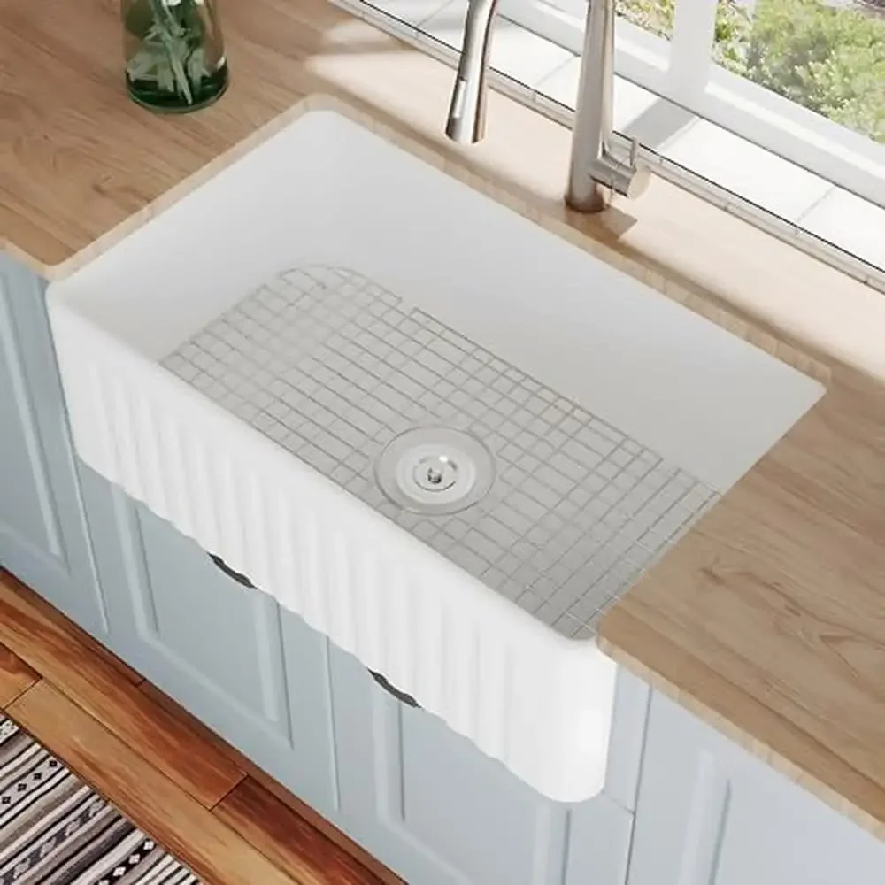 Fireclay Single Bowl Farmhouse Kitchen Sink 30