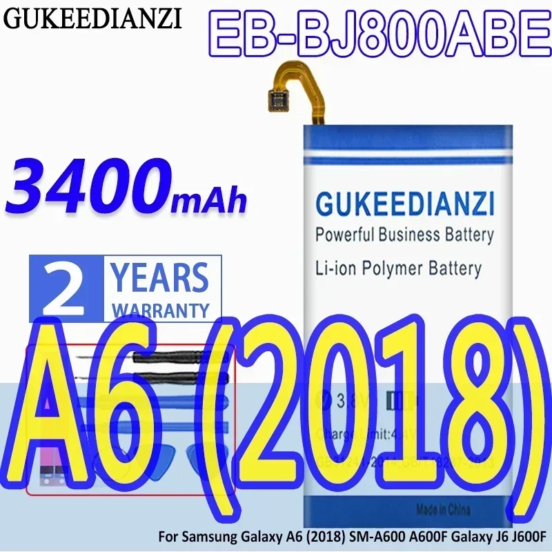 

High Capacity GUKEEDIANZI Battery EB-BJ800ABE 3400mAh For Samsung Galaxy A6 (2018) SM-A600 A600F J6 J600F Mobile Phone Batteries