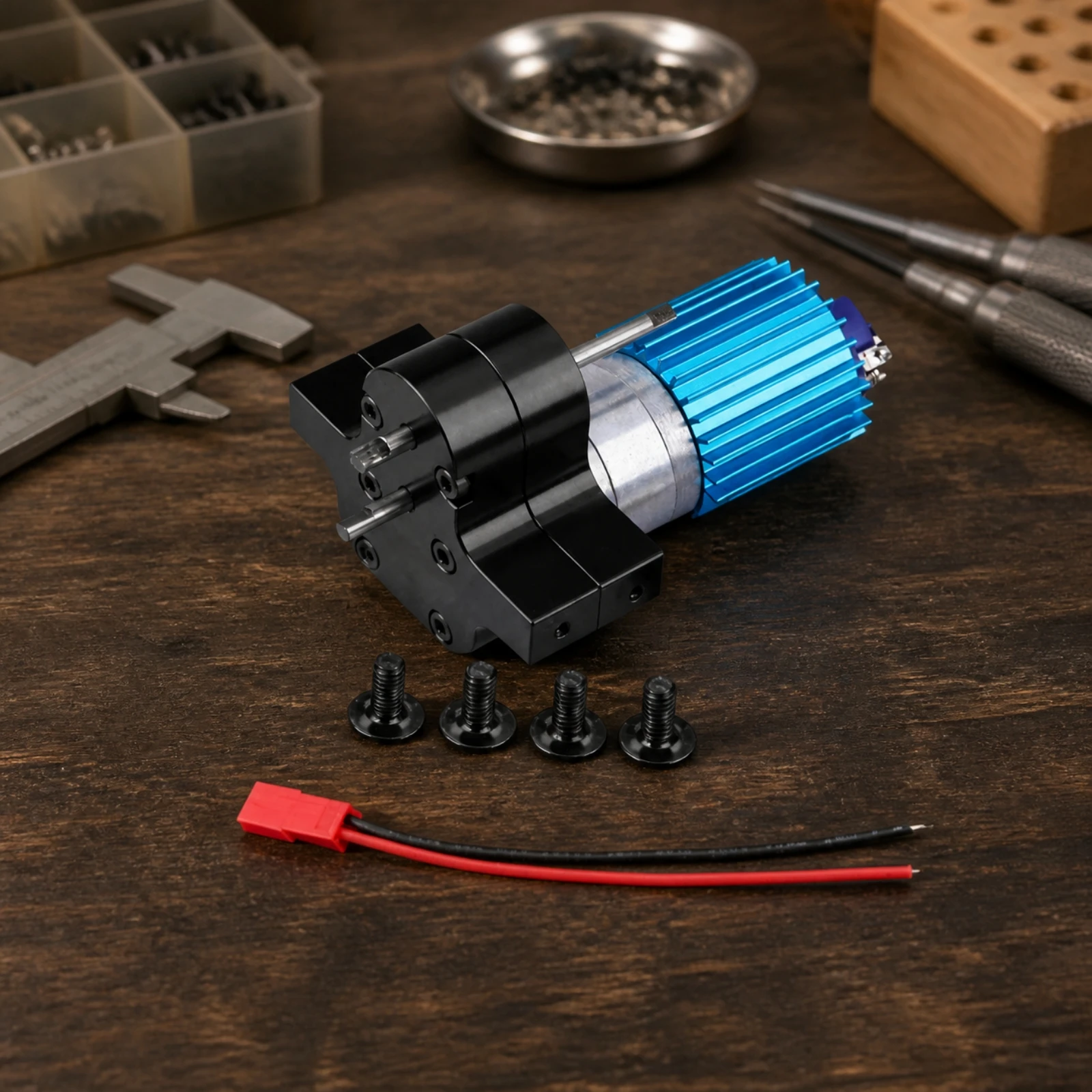 WPL RC Truck Backward Gearbox Hardened 370 Motor Gearbox Assembly RC Truck Drivetrain Upgrade Alloy Housing