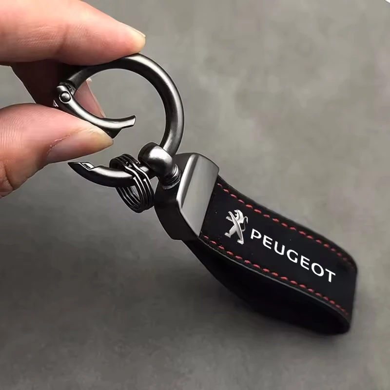 شعار السيارة المفاتيح الجلد المدبوغ كيرينغ قلادة الجلود مفتاح سلسلة لبيجو 208 3008 308 2008 207 107 508 607 106 406 407 307 206 301