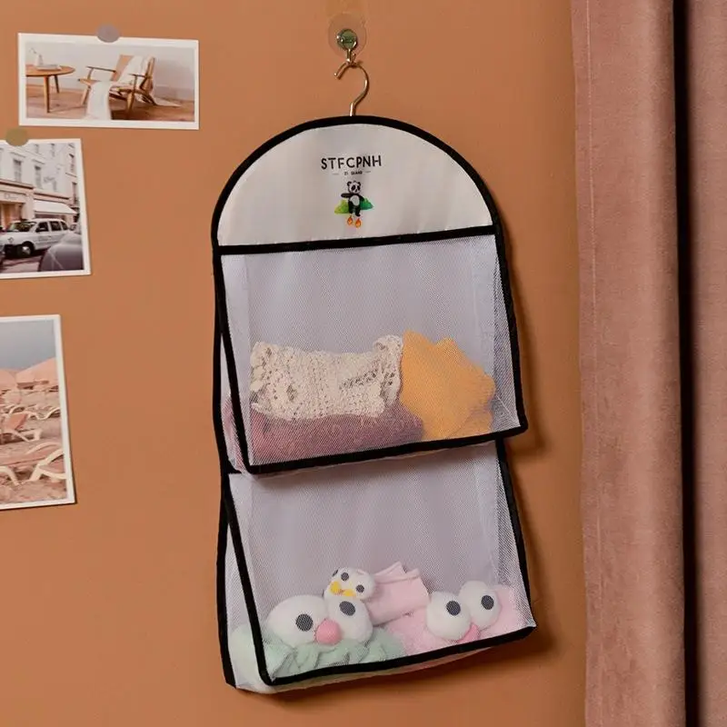 

2/3Layer Large Capacity Storage Mesh Bag Underwear Socks Storage Bag Breathable Wardrobe Organizer With Clothes Hanger
