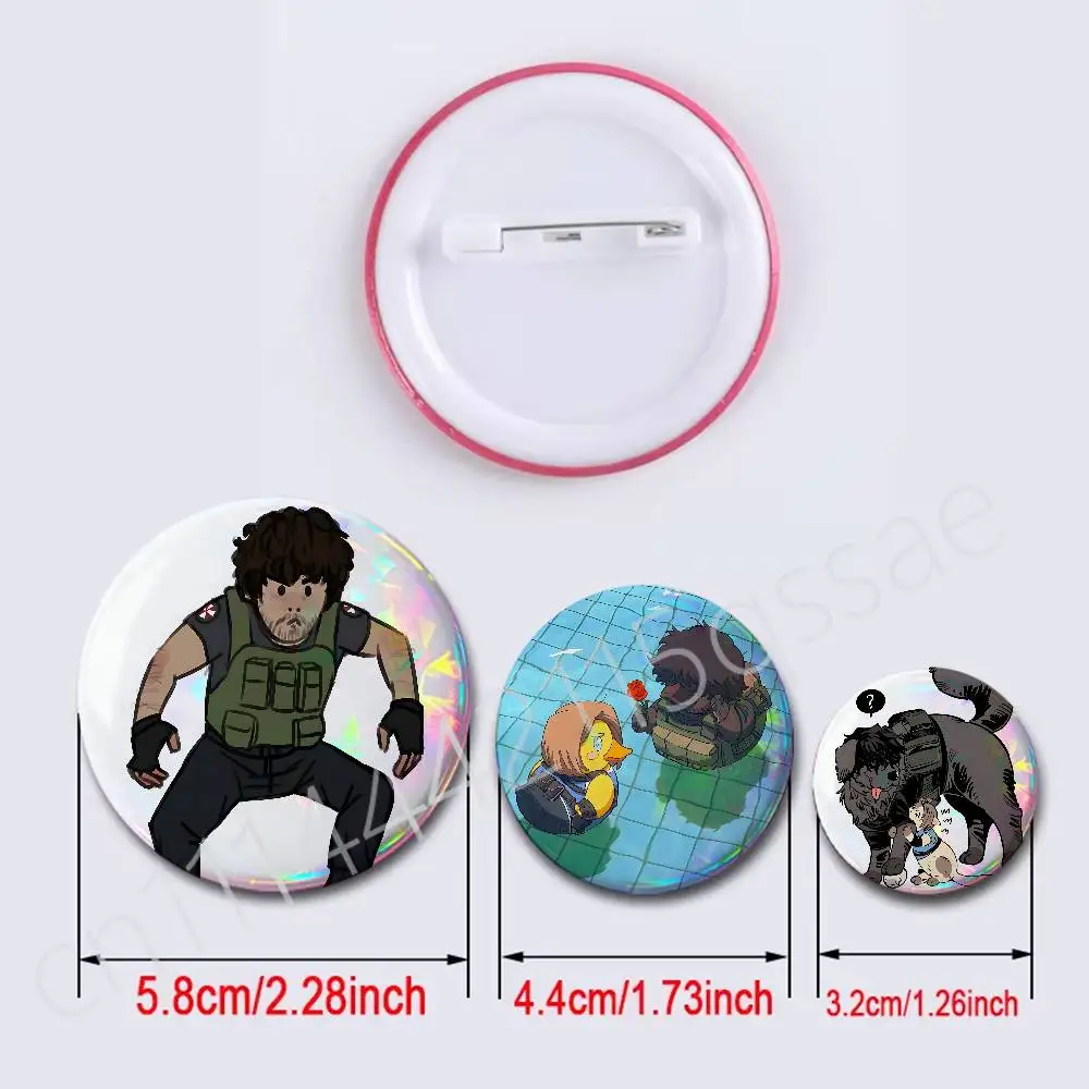 For Resident Evil Carlos Oliveira Round Exquisite Laser Badge Brooches Creative Pins For Clothes Hat Backpack Gift Accessories