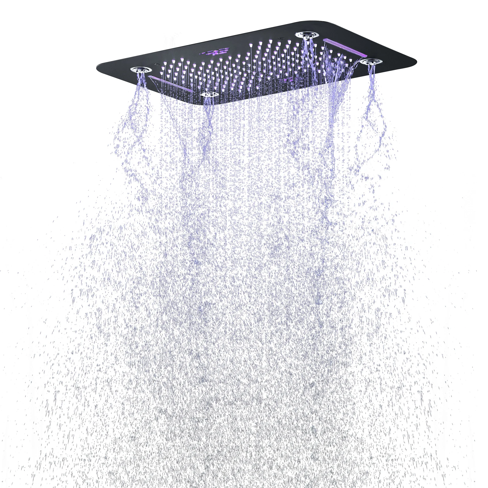 Qlonn 580*380mm Stainless Steel LED Music Shower Head Luxury Hotel Rainfall Type Bathroom Ceiling 3 Function Shower Panel
