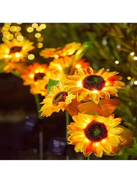 Solar Powered Sunflower Light Outdoor Waterproof LED Ground Insert Lawn Lamp For Garden Lawn Courtyard Decoration 5