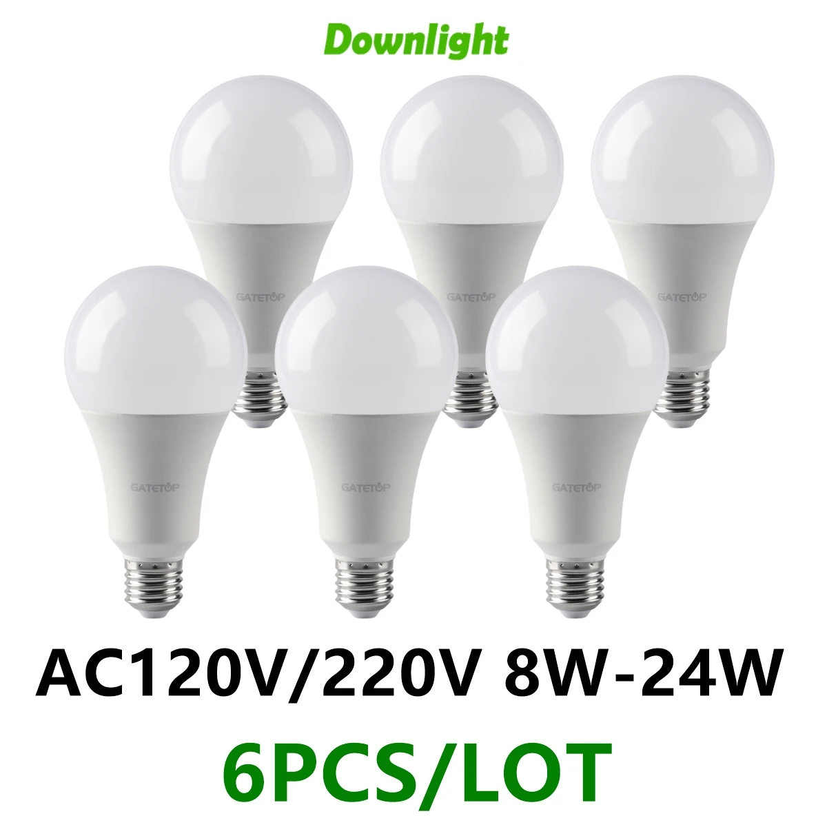 6 Pack A Series LED Bulb 8W 9W 10W 12W 15W 18W 20W 24W AC110/220V E27/ B22 Base 3000/4000/6000K for Kitchen Living Room Bedroom