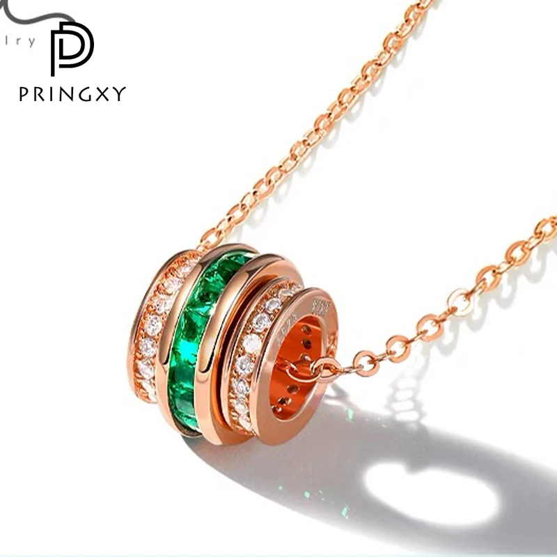 

PRINGXY Trendy High Carbon Diamond Emerald Necklace for Women 925 Sterling Silver Fashion Jewelry Wedding Proposal Anniversary