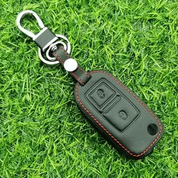 Fashion 2 Buttons Leather Remote Flip Car Key Cover Case For VW MK4 Seat Altea Alhambra Ibiza Polo Golf 4 5 6 Transporter Amarok