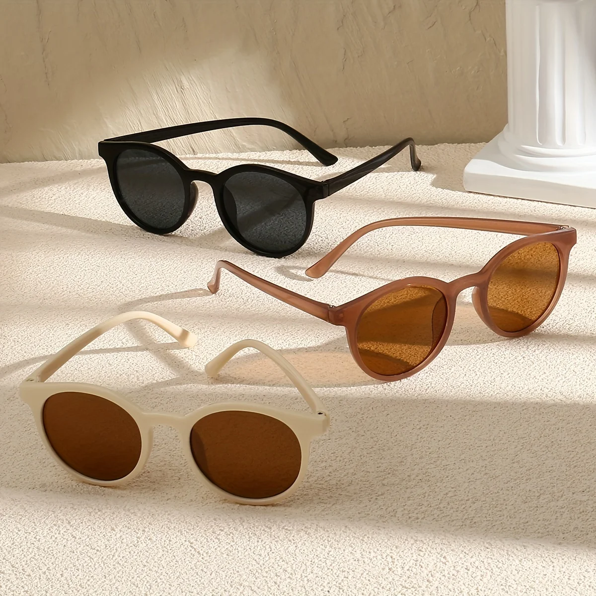 3Pcs Fashionable Round Frame Glasses Set European and American Classic Popular Glasses Unisex Suitable for Daily Life Decoration