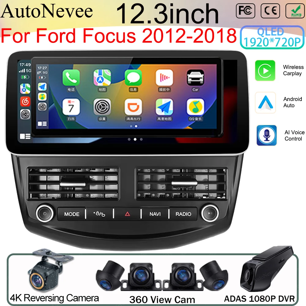 

Автомагнитола 12,3 дюйма, Android, для Toyota Fortuner Hilux 2008 2009-2014, мультимедийный плеер, GPS, Carplay, NO 2DIN, QLED, DVD