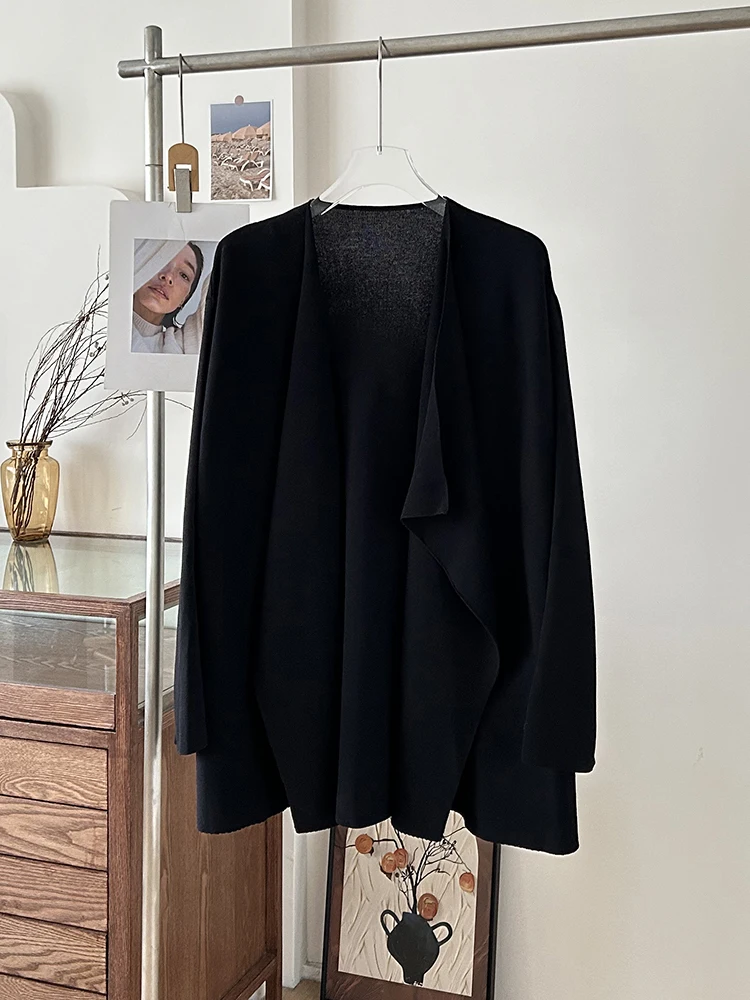 [oein] 2024 Cardigan Sweater Women's Coat Autumn And Winter Loose Lazy, High-end Feeling, Worn Outside With A Lapel Knit Sweater