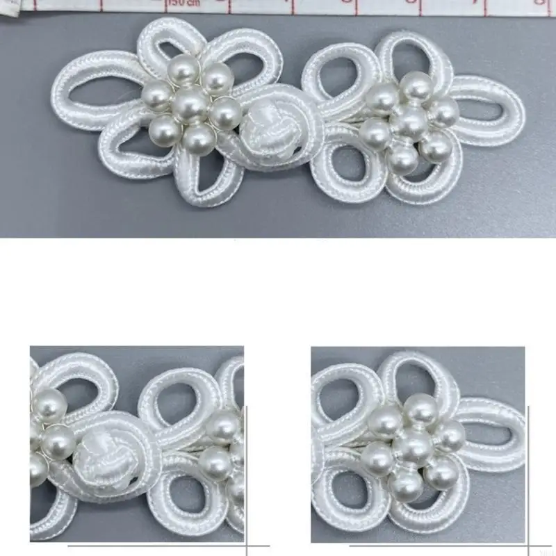 

Handmade Chinese Knot Button Five Leaves Ribbon Fastener Costume DIY Craft Y08E
