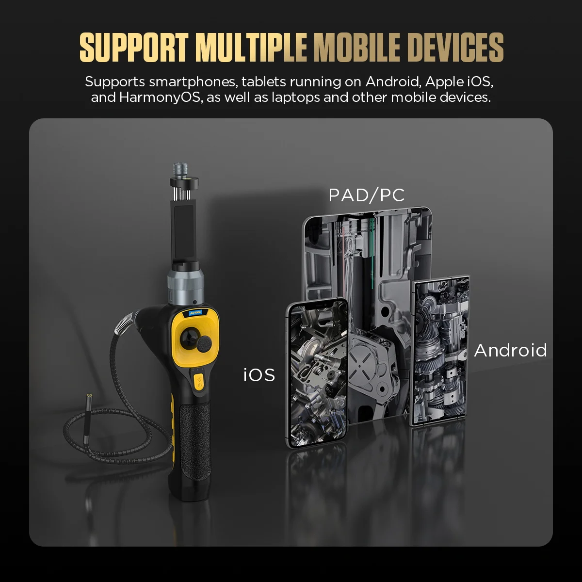 

Промышленный автомобильный бороскоп AUTOOL SVB303 Snake Cmos Sideview с поворотом на 360 градусов, Full HD, эндоскопическая инспекционная камера с подсветкой