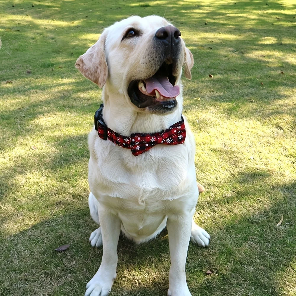 Adjustable Christmas Dog Bowtie Collar, Pet Collar, Plaid Bow Tie, Pet Supplies, Dogs Decorative Bowties Necktie, Pet Accessorie