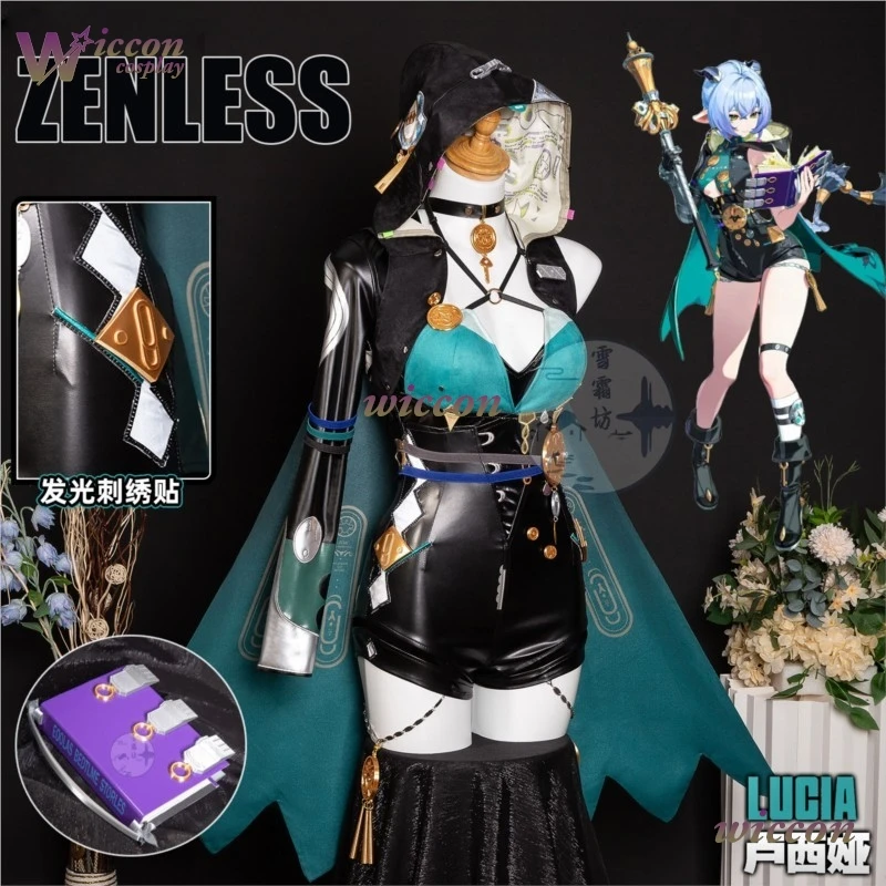 

ZZZ Zenless Zone Zero Lucia Cosplay Costume Wig Uniform Headwear Game Outfit Spook Shack Halloween Party Women Suit