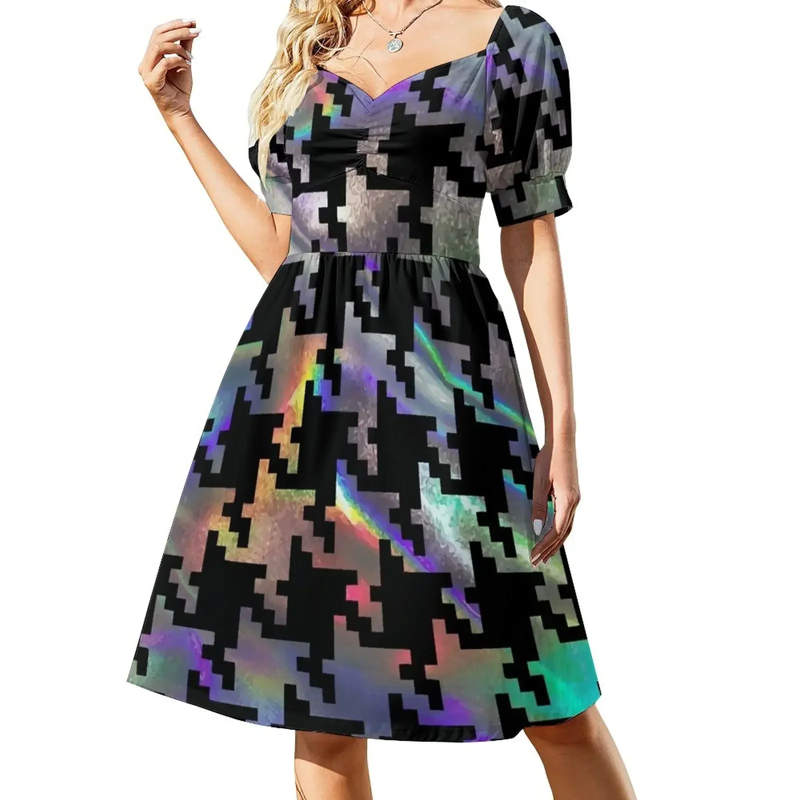 

hologram houndstooth Sleeveless Dress Dresses gala summer dresses summer dress daily summer dress woman 2025 trendy