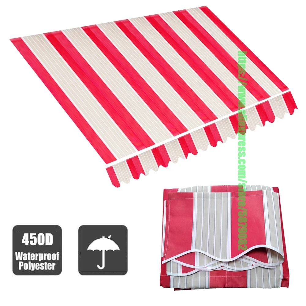 Customer Size Red Beige Stripe Folding Adjustable Awning Fabrics Courtyard Outdoor Carport Rain Shelter Balcony Landscape Clump