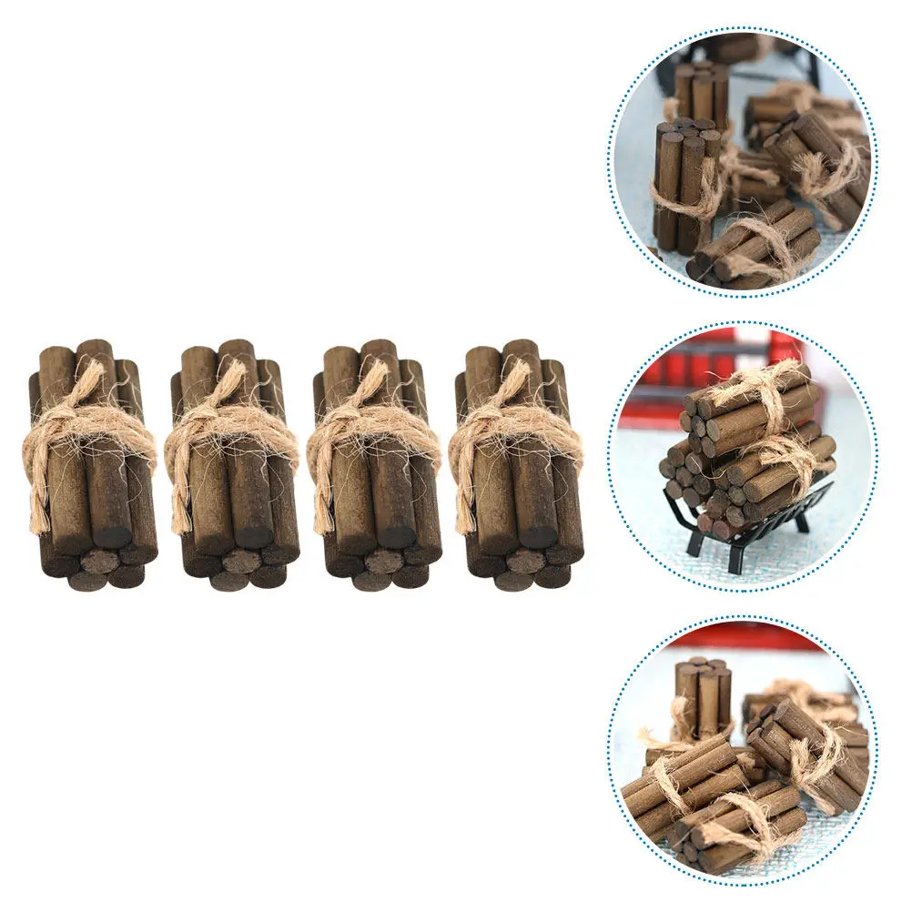 

4Pcs Mini Firewood Decor Handcrafted Lifelike Small Decor for Dollhouse Fireplace Miniature House Supplies Mini House Supplies