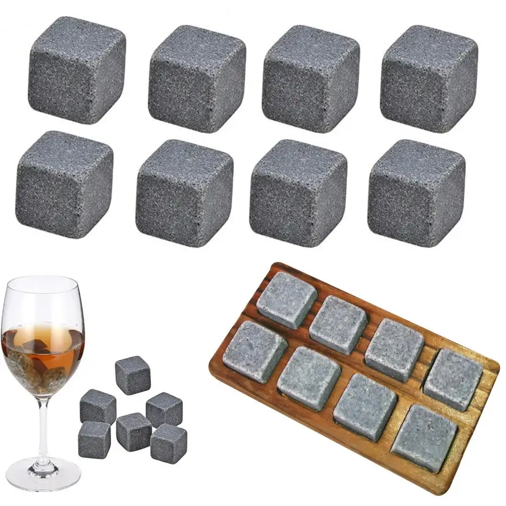 2cm Whiskey Stones Set With Wood Tray High-tech Polished Reusable Non-diluting Drink Stones Long Lasting Cooling Whiskey Gadgets