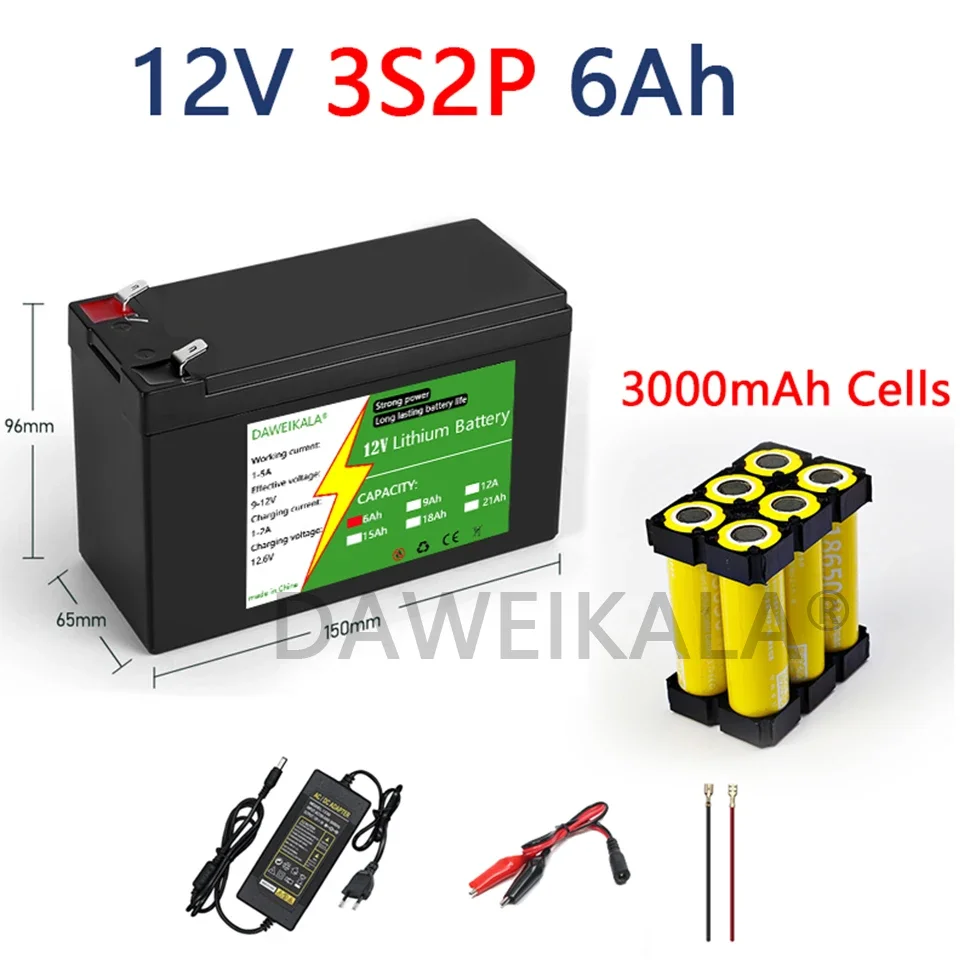 12 V 21Ah 18650 Lithium Batterij 3S7P Oplaadbare Batterij voor Zonne-energie Elektrische Voertuig Batterij 12.6 v 3A Oplader
