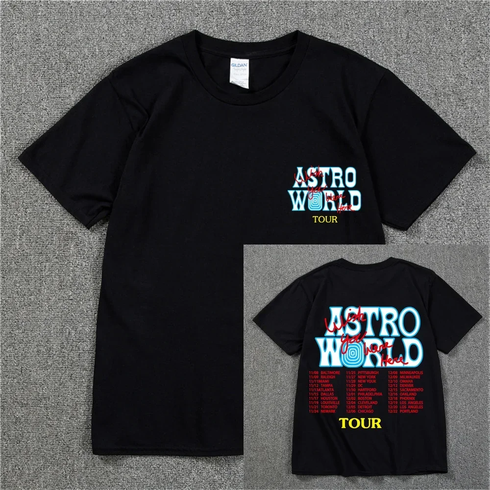 

New Summer Hip Hop T Shirt Men Women Cactu Jack Harajuku T-Shirts WISH YOU WERE HERE Letter Print Tee Tops