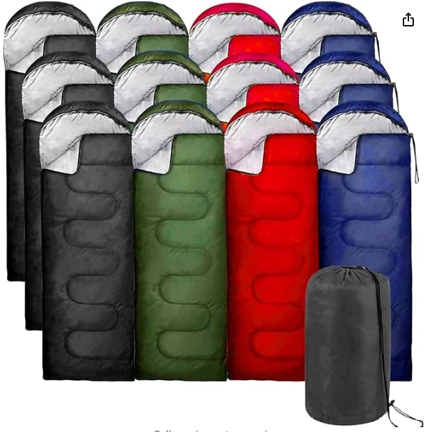 10 Pack Sleeping Bags for Adults Cold Weather Bulk for Homeless People, 4 Seasons Warm or Cold Lightweight Indoor Outdoor Backpa