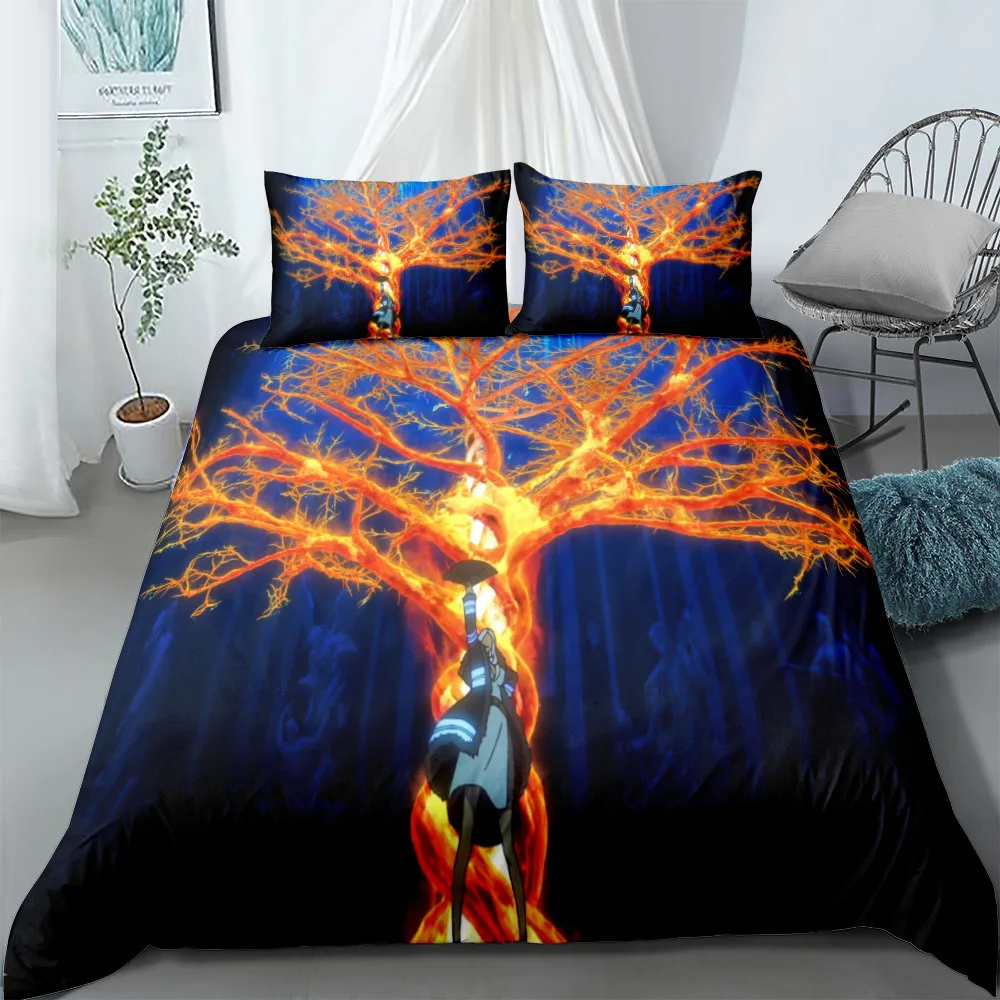 

New 3D Printing Anime Fire Force Cartoon Bedding Set King Queen Double Full Twin Single Size Bed Duvet cover Sets Home Textiles