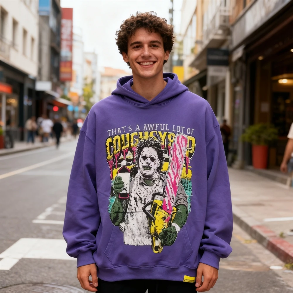 เสื้อสเวตเชิ้ต KUCLUT แฟชั่น 1:1 สตรีทแวร์ คุณภาพ 420GSM พิมพ์ลายวินเทจ ทรงหลวม โอเวอร์ไซส์ สไตล์ลำลอง เสื้อฮู้ดดี้ผู้ชาย