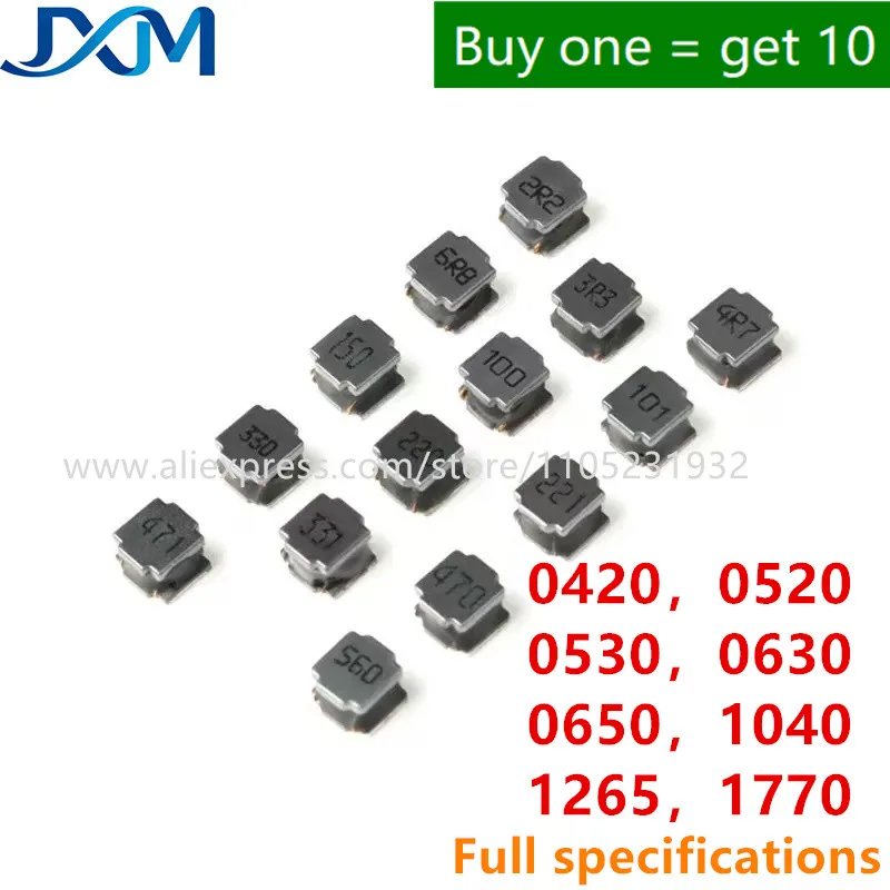 10pcs SMD Molding Power Inductors 0420 0520 0530 0630 0650 1uH 1.5uH 2.2uH 3.3uH 4.7uH 6.8uH 10uH 15uH 22uH 33uH 47uH Inductor