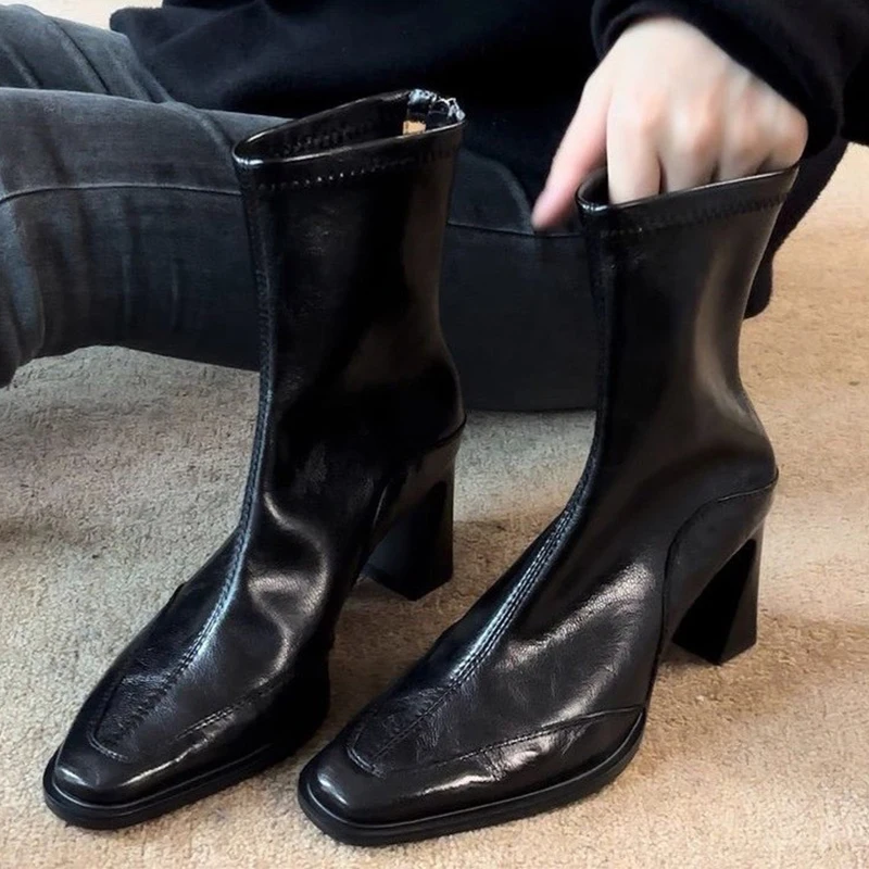 High Heels Women’s Ankle Boots Fashion Chunky Elegant Retro Designer Shoes Winter Dress Woman Botas 2025 New Party Chelsea Boots