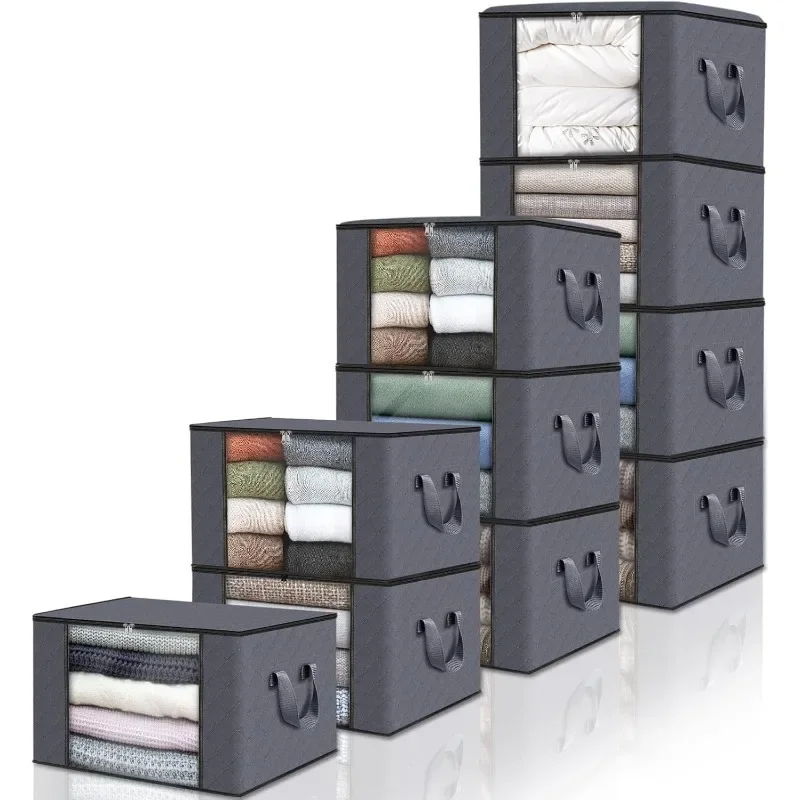 

Clothes Storage, Foldable Thick Fabric Blanket Storage Bags, Storage Containers for Organizing Bedroom, Closet, Clothing