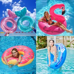 ROOXIN Mermaid With Backrest Inflatable Swimming Ring Pool Floaters For Adult Kids Water Play Tube Swimming Mattress Toys