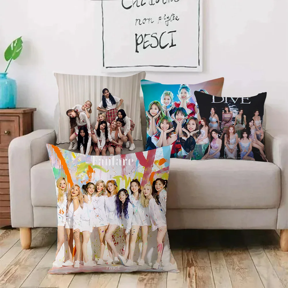 Singer Twice Kpop Pillow Covers Cartoon Sofa Decorative Home Double-sided Printing Short Plush Cute Cushion Cover