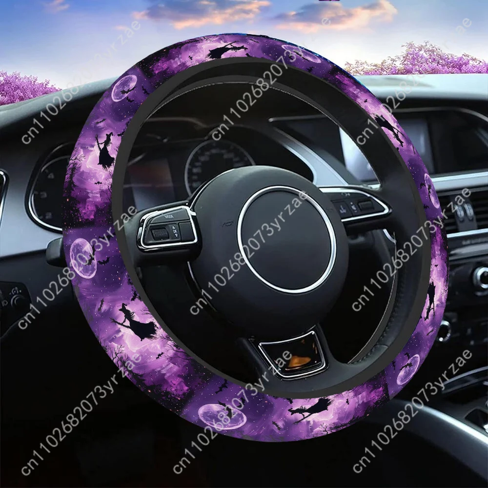 

Night Witch Flight Car Steering Wheels Cover Universal Environmental Friendly Comfort Non-slip Breathable Steering Wheel Wrap