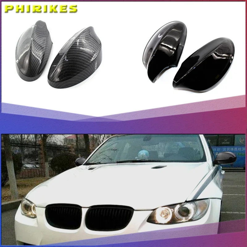 

1 Pair Rear View Mirror Cover Caps for BMW E90 E91 325I 328I 330I Sedan 2005-2008 Gloss Black Side Mirror Covers